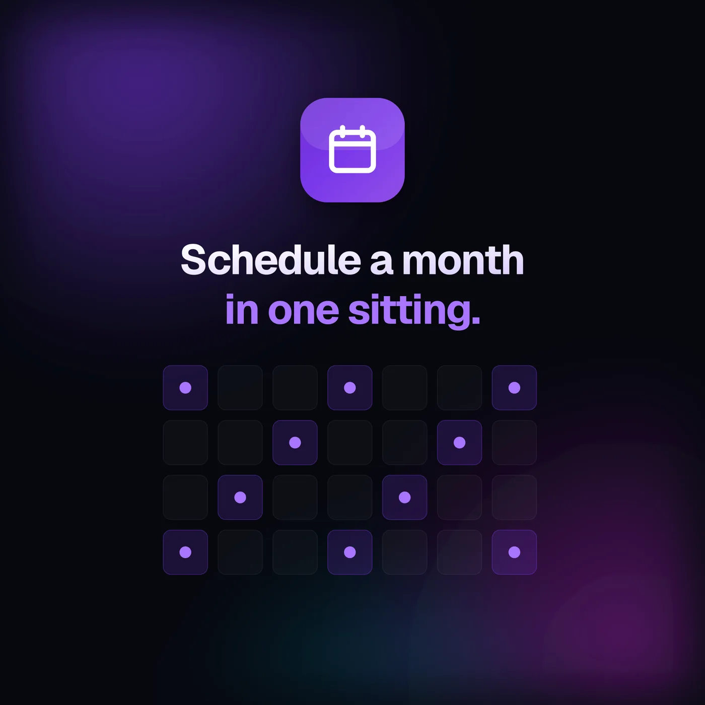 Schedule a month of posts ahead on the Blendin calendar