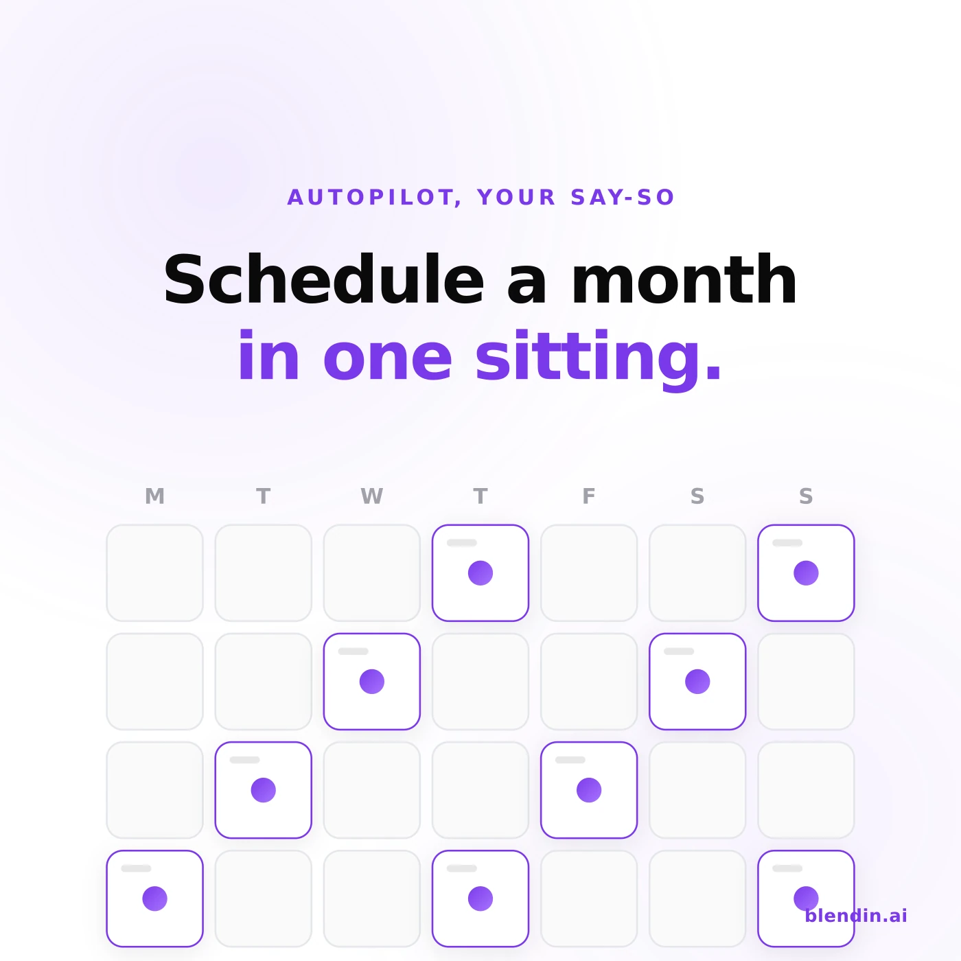 Schedule a month of posts ahead on the Blendin calendar