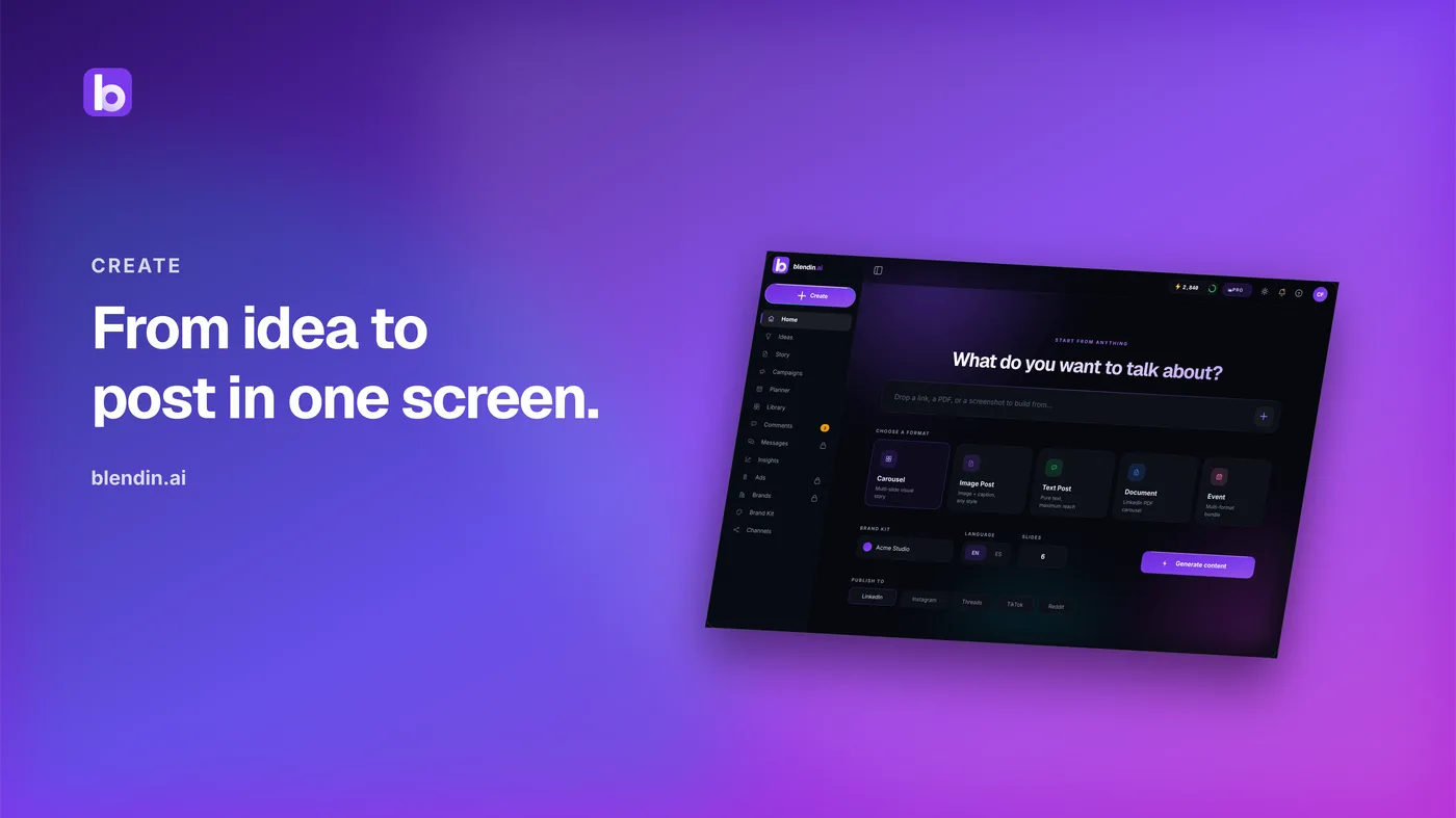 Drafting an on-brand post in the Blendin composer