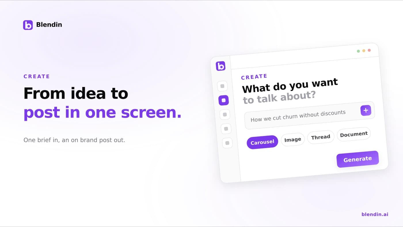 Drafting an on-brand post in the Blendin composer