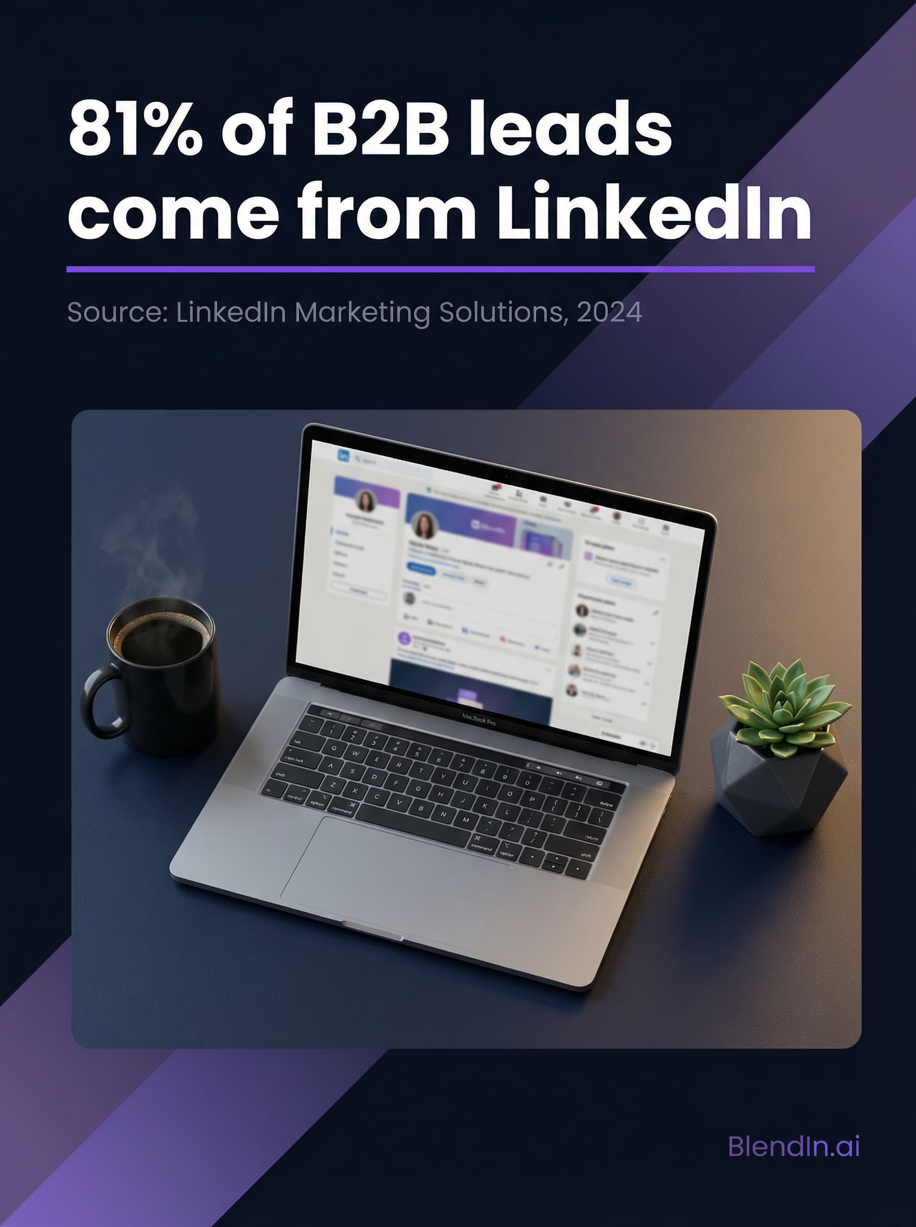 Editorial-style LinkedIn post header rendered by BlendIn