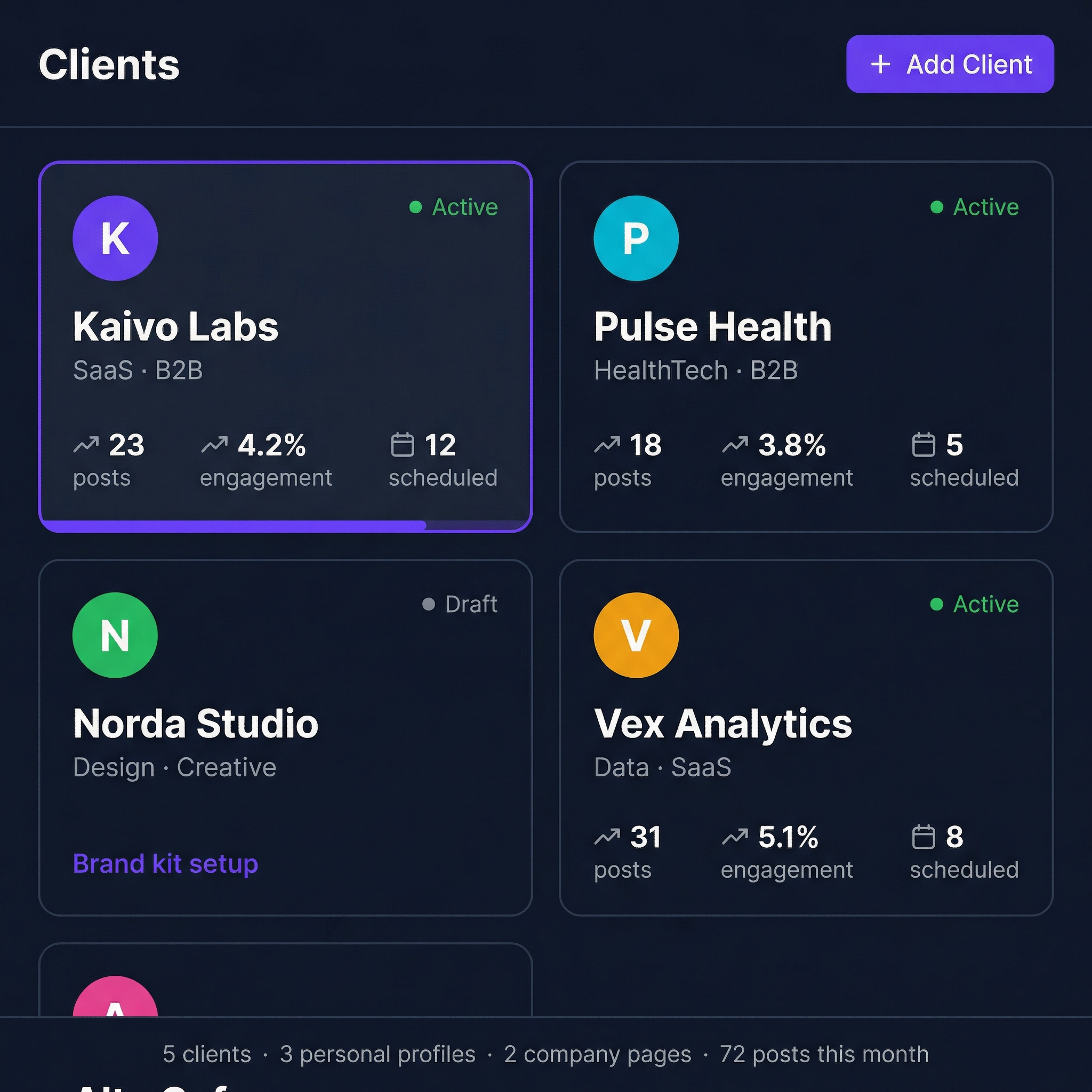 Multi-client dashboard in BlendIn